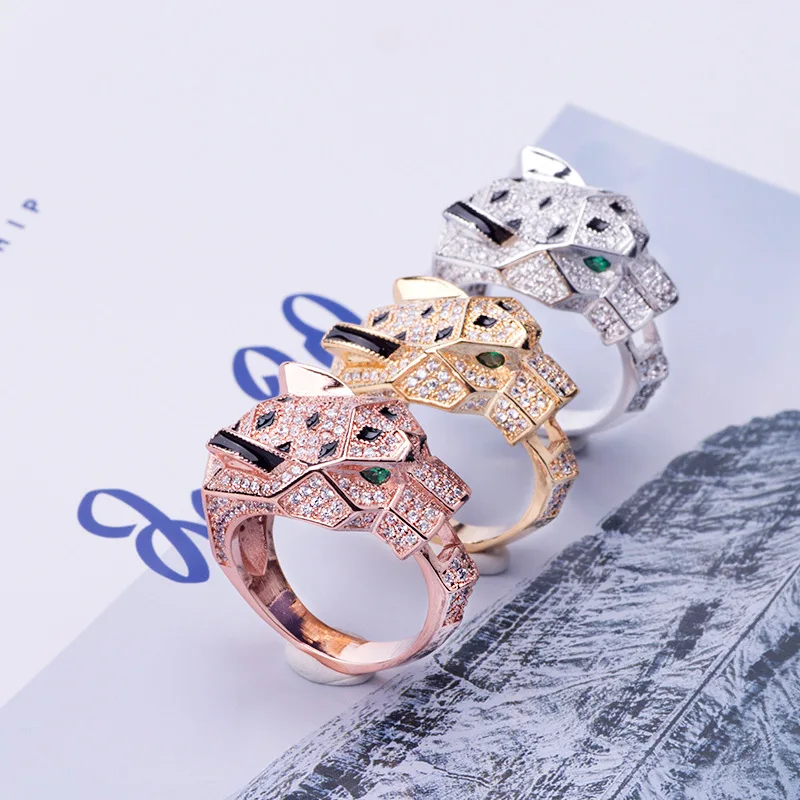 Europe America Fashion Style Men Women Lady Black Spots Inlaid Full Cubic Zircon Leopard Head Plated Gold Color Lovers Ring
Europe America Fashion Style Men Women Lady Black Spots Inlaid Full Cubic Zircon Leopard Head Plated Gold Color Lovers Ring