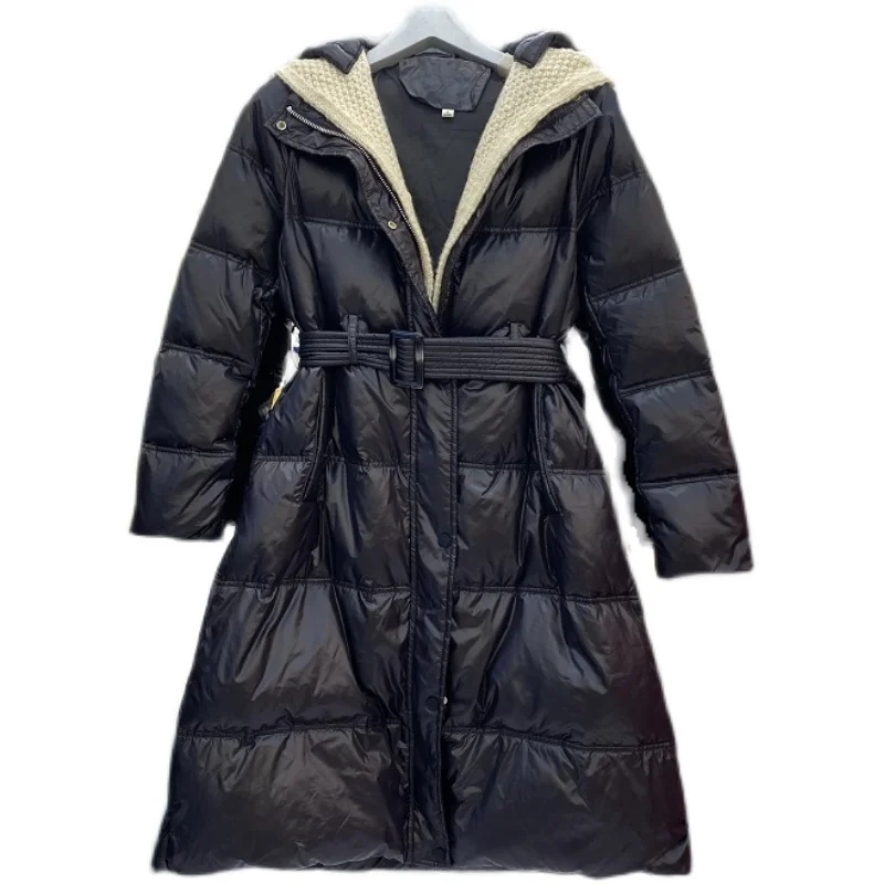 Зимняя одежда, новинка, теплая Женская куртка на белом утином пуху, однотонное пальто с капюшоном, женские зимние пальто с длинным рукавом 2022, Rebajas H824