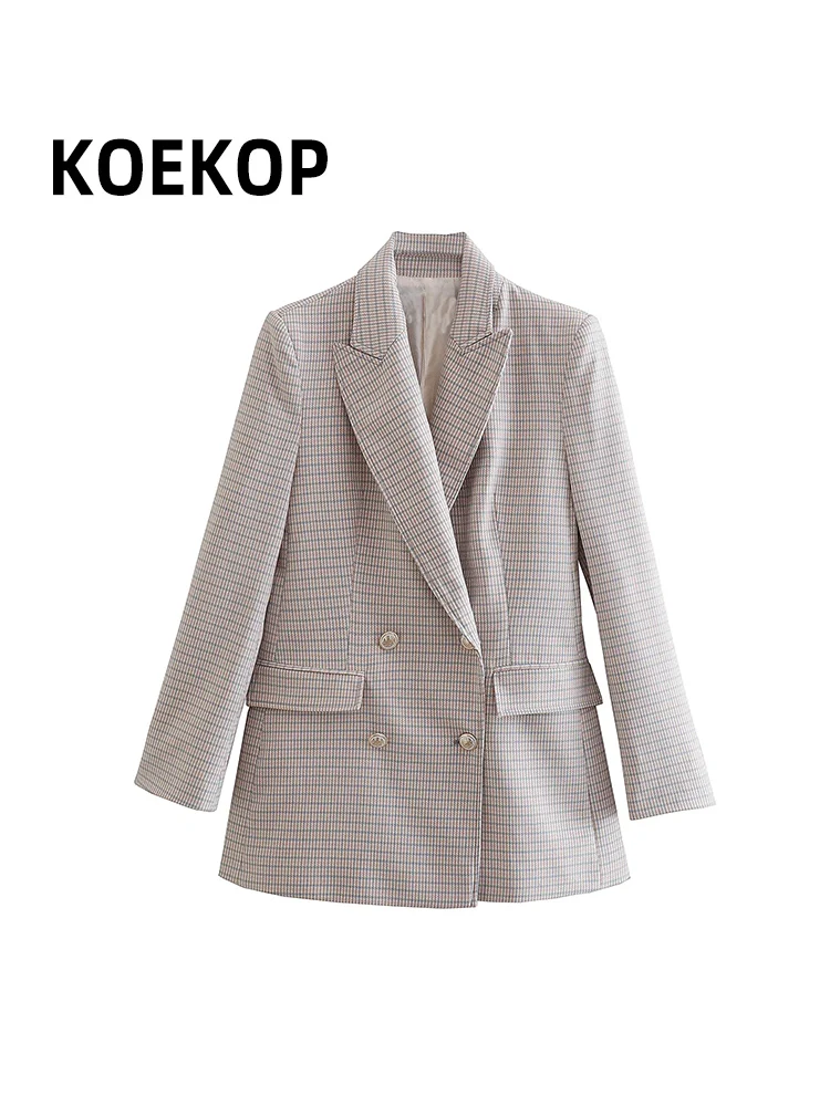 KOEKOP Women Fashion With Pockets Texture Double Breasted Blazer Vintage Long Sleeves Notched Neck Female Office Lady Outfits
KOEKOP Women Fashion With Pockets Texture Double Breasted Blazer Vintage Long Sleeves Notched Neck Female Office Lady Outfits