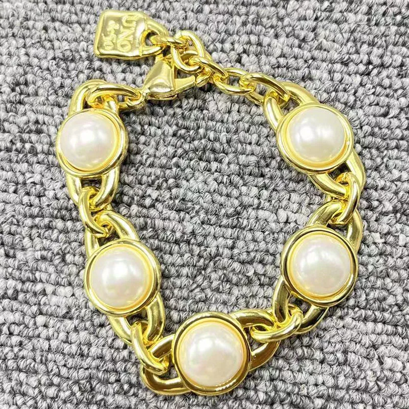 

2022 new UNOde50 exquisite fashion electroplating 925 trend 14K luxury pearl bracelet holiday jewelry gifts