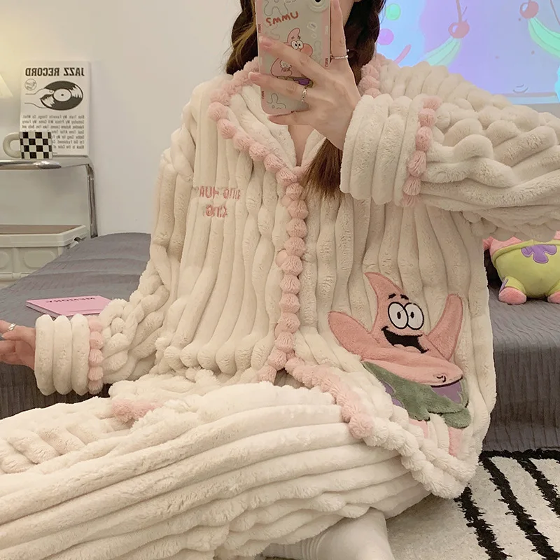 Kawaii Cute Patrick Star Lotso Plush Pajamas Flannel Home Clothes Cardigan Lapel Thickening Keep Warm Christmas Gift For Girl
Kawaii Cute Patrick Star Lotso Plush Pajamas Flannel Home Clothes Cardigan Lapel Thickening Keep Warm Christmas Gift For Girl