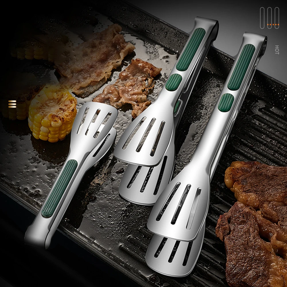 

Kitchen Food Tongs Stainless Steel BBQ Meat Salad Bread Serving Clip Barbecue Grilling Cooking Tong For Picnic Buffet Clamp