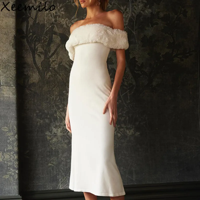 Xeemilo French Plush Slash-neck Maxi Dress Elegant Off Shoulder Slim Skinny Prom Dresses 2023 Evening Party Club Women Vestidos
Xeemilo French Plush Slash-neck Maxi Dress Elegant Off Shoulder Slim Skinny Prom Dresses 2023 Evening Party Club Women Vestidos