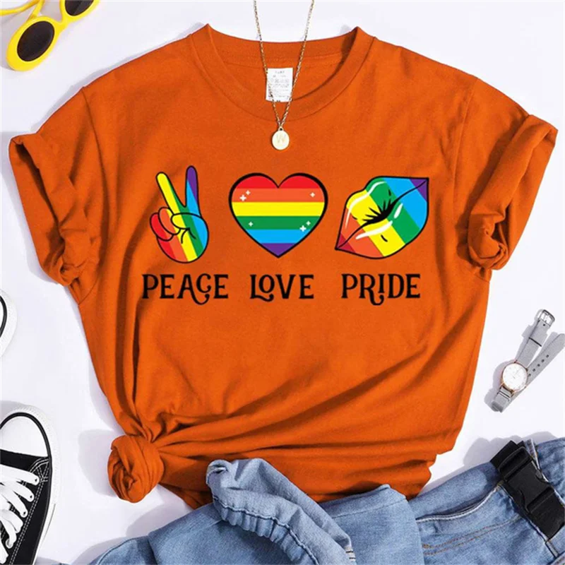 Симпатичные ЛГБТ-Футболки Мира Love Pride для женщин летняя футболка Женская