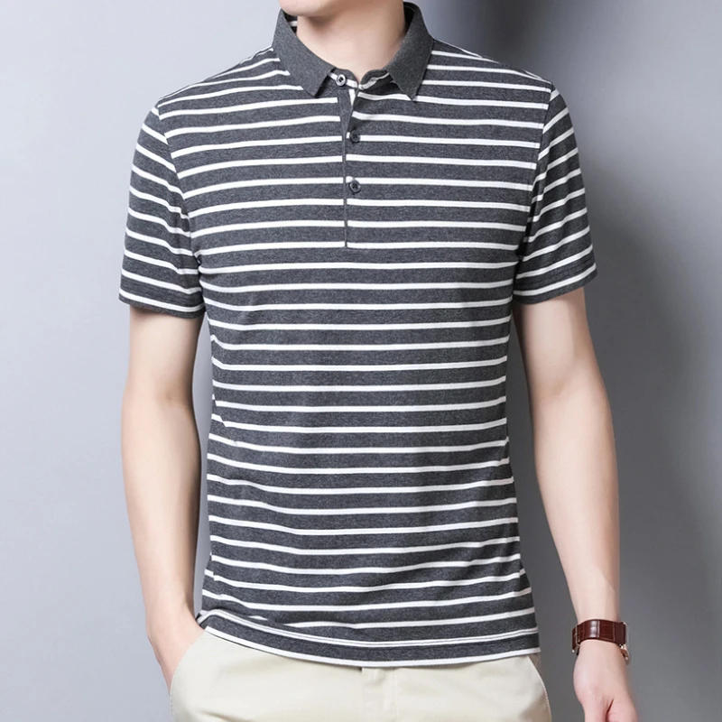 Men Contrast Polo Shirt New Turn-Down Short Sleeved Shirts Male Cotton Striped Business Casual Men Clothing Tops
Men Contrast Polo Shirt New Turn-Down Short Sleeved Shirts Male Cotton Striped Business Casual Men Clothing Tops