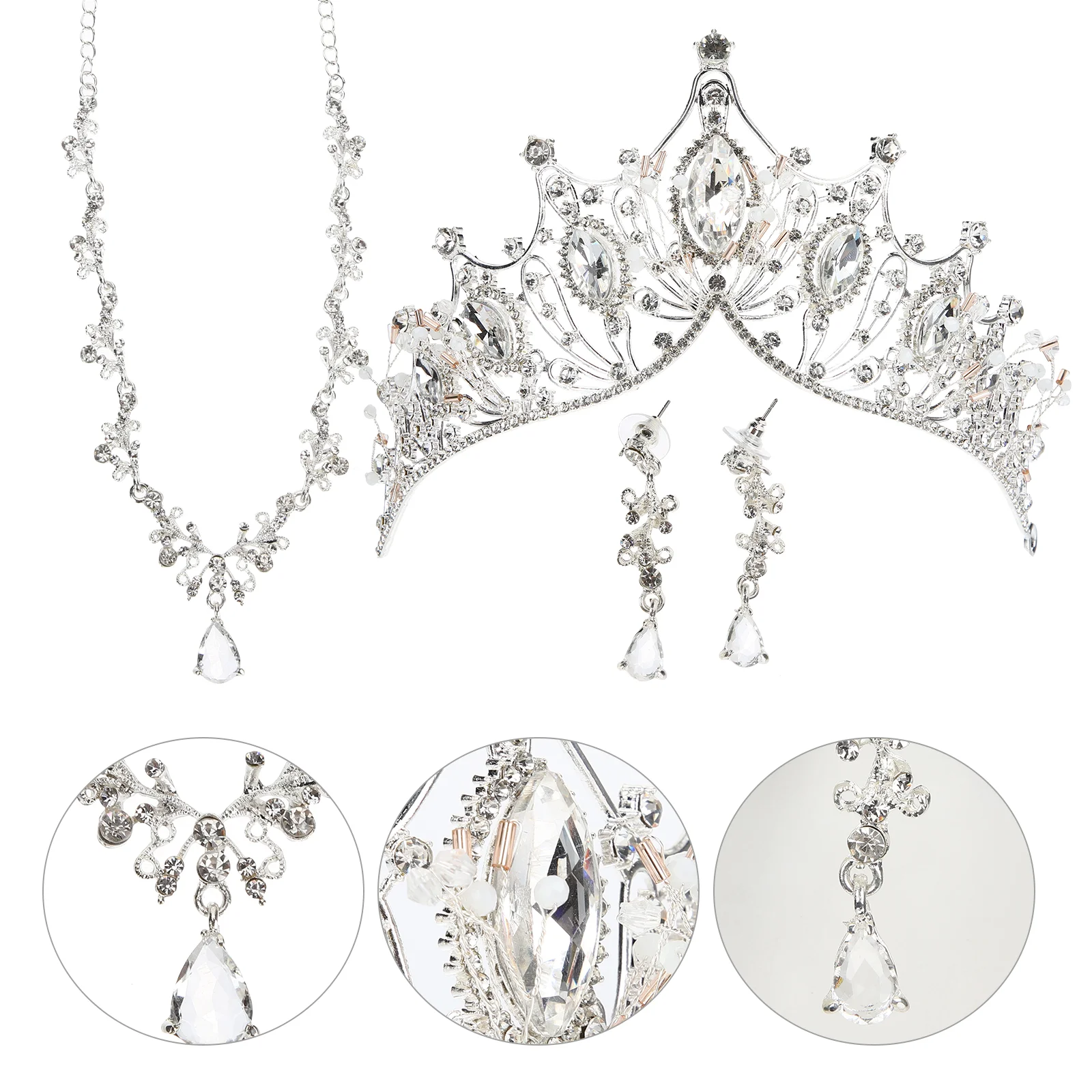 1 Set Wedding Tiaras Headpiece Dangle Earrings Necklace Bridal Costume Accessories
1 Set Wedding Tiaras Headpiece Dangle Earrings Necklace Bridal Costume Accessories