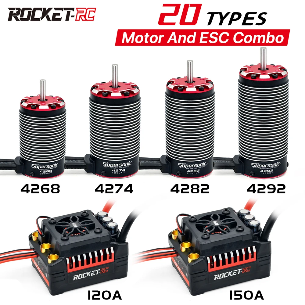 Surpass Hobby Motor Rocket-RC Brushless and ESC Combo 4268 4274 4282 4292 160A 130A for 1/8 1/7 RC Car Truck Traxxas Wltoys HSP
Surpass Hobby Motor Rocket-RC Brushless and ESC Combo 4268 4274 4282 4292 160A 130A for 1/8 1/7 RC Car Truck Traxxas Wltoys HSP