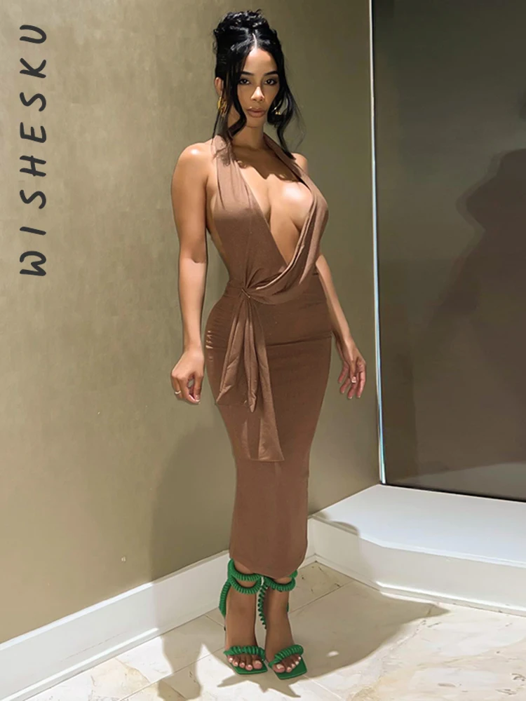 Sexy Halter Bandage Lace Up Backless Bodycon Midi Dress Women Solid Cut Out Party Vestidos 2022 Summer Harajuku Y2K Clothes
Sexy Halter Bandage Lace Up Backless Bodycon Midi Dress Women Solid Cut Out Party Vestidos 2022 Summer Harajuku Y2K Clothes