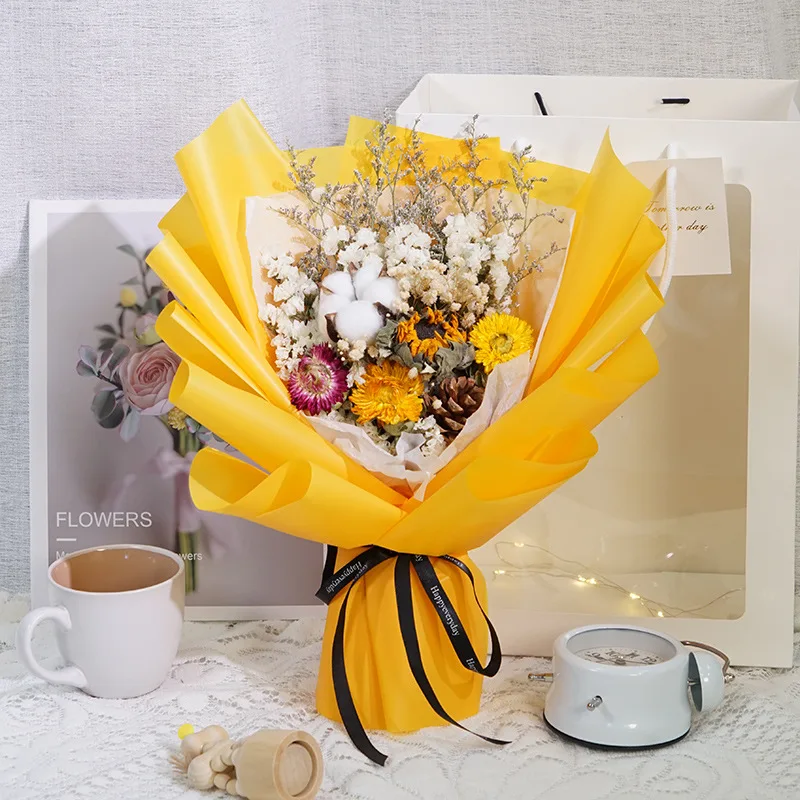 

Valentine's Day Immortal Dried Flower Bouquets For Boyfriend Girlfriend Gypsophila Sunflower Birthday Gift Gives Finished Produ