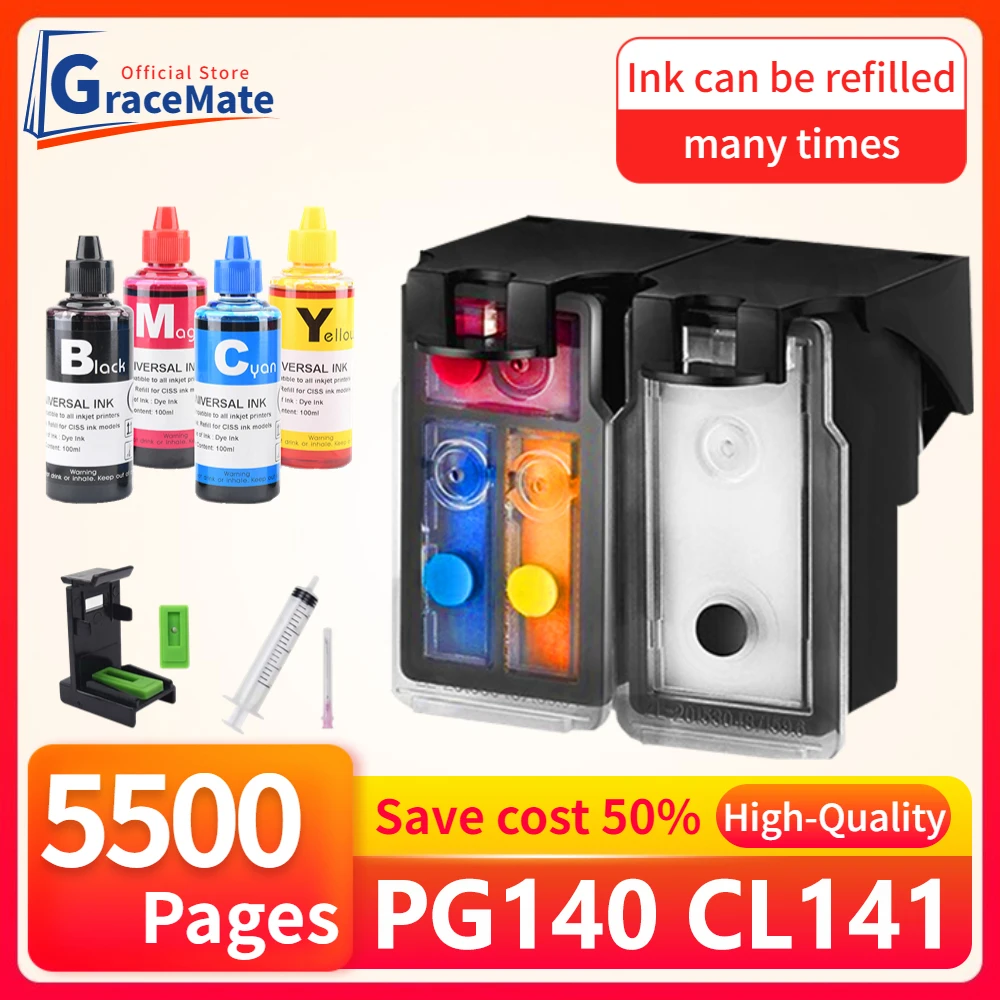 pg140 cl141 Ink Cartridge PG140 CL141 140 Refill Ink kit Replacement for Canon Pixma MG3110 MG3210 MG3510 MG2210 MG4110 MX474
pg140 cl141 Ink Cartridge PG140 CL141 140 Refill Ink kit Replacement for Canon Pixma MG3110 MG3210 MG3510 MG2210 MG4110 MX474