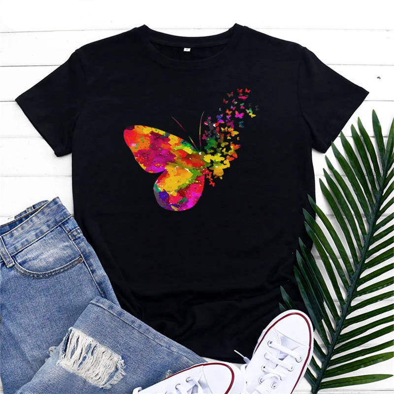 Newest Cotton Butterfly Print Women T Shirt Design Summer Casual O-Neck Short Sleeve Tee Fashion Tops
Newest Cotton Butterfly Print Women T Shirt Design Summer Casual O-Neck Short Sleeve Tee Fashion Tops