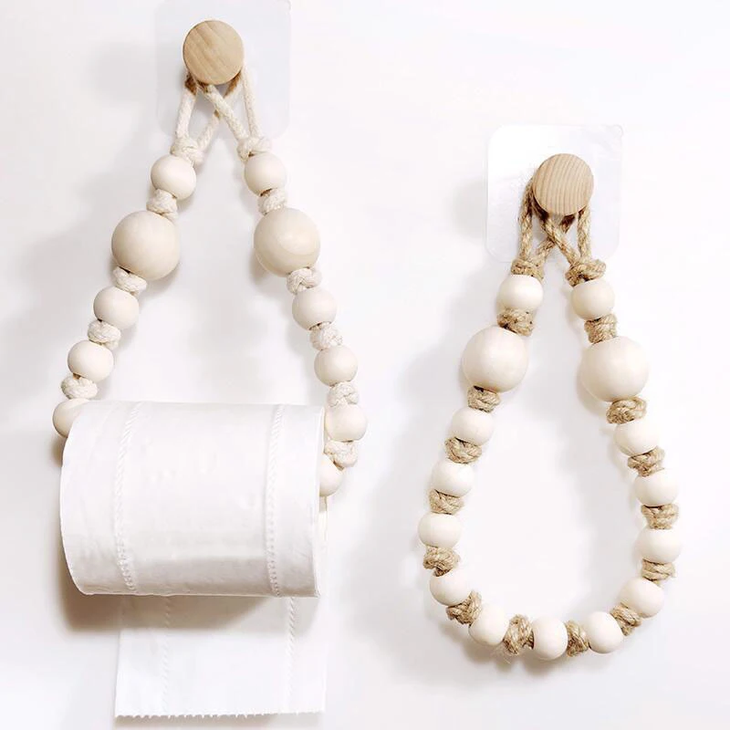Tissue Roll Dispenser Wooden Bead Roll Paper Holder Wall Mount Toilet Roll Holder Free Punching Simple Toilet Roll Holder
Tissue Roll Dispenser Wooden Bead Roll Paper Holder Wall Mount Toilet Roll Holder Free Punching Simple Toilet Roll Holder