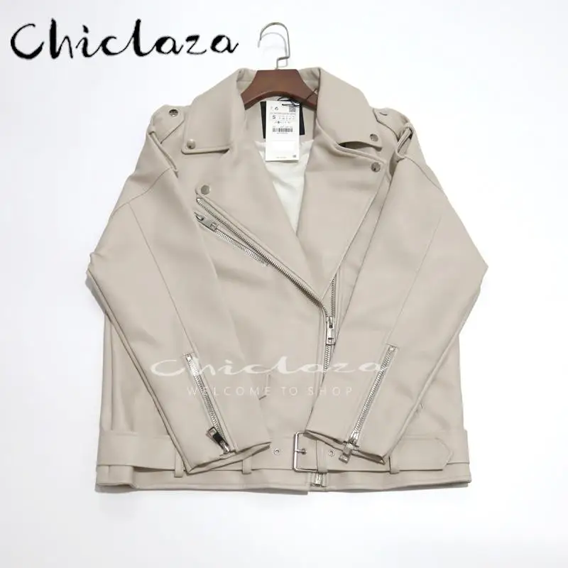 CHICLAZA High Quality 2022 Spring Autumn Winter Women Loose Faux Leather Jacket Coat Female Casual Solid Motorcycle Outwear Tops 
CHICLAZA High Quality 2022 Spring Autumn Winter Women Loose Faux Leather Jacket Coat Female Casual Solid Motorcycle Outwear Tops