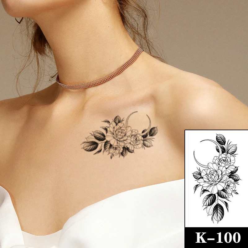 Waterproof Temporary Tattoo Sticker Black Rose Flower Moon Gun Snake Animal Fake Tattoos Flash Tatoo Hand Body Art for Women Men
Waterproof Temporary Tattoo Sticker Black Rose Flower Moon Gun Snake Animal Fake Tattoos Flash Tatoo Hand Body Art for Women Men