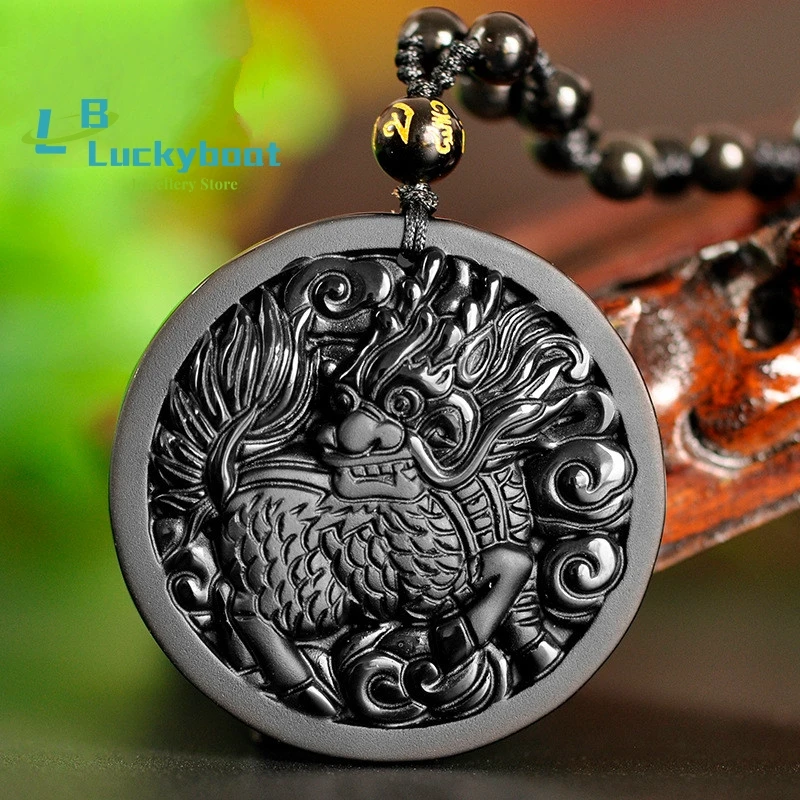 Natural Black Obsidian Kirin Unicorn Jade Pendant Necklace Chinese Hand-Carved Fashion Jewelry Amulet Accessories for Men Women
Natural Black Obsidian Kirin Unicorn Jade Pendant Necklace Chinese Hand-Carved Fashion Jewelry Amulet Accessories for Men Women