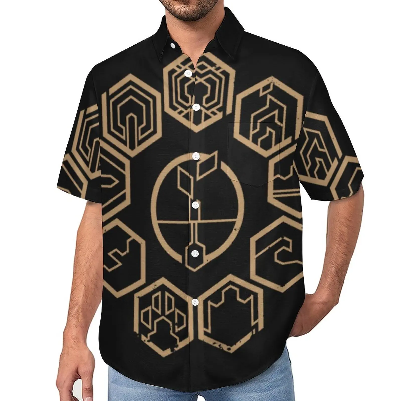 

GAIA Beach Shirt Horizon Forbidden West Hawaii Casual Shirts Man Y2K Blouses Short-Sleeved Graphic Tops Plus Size