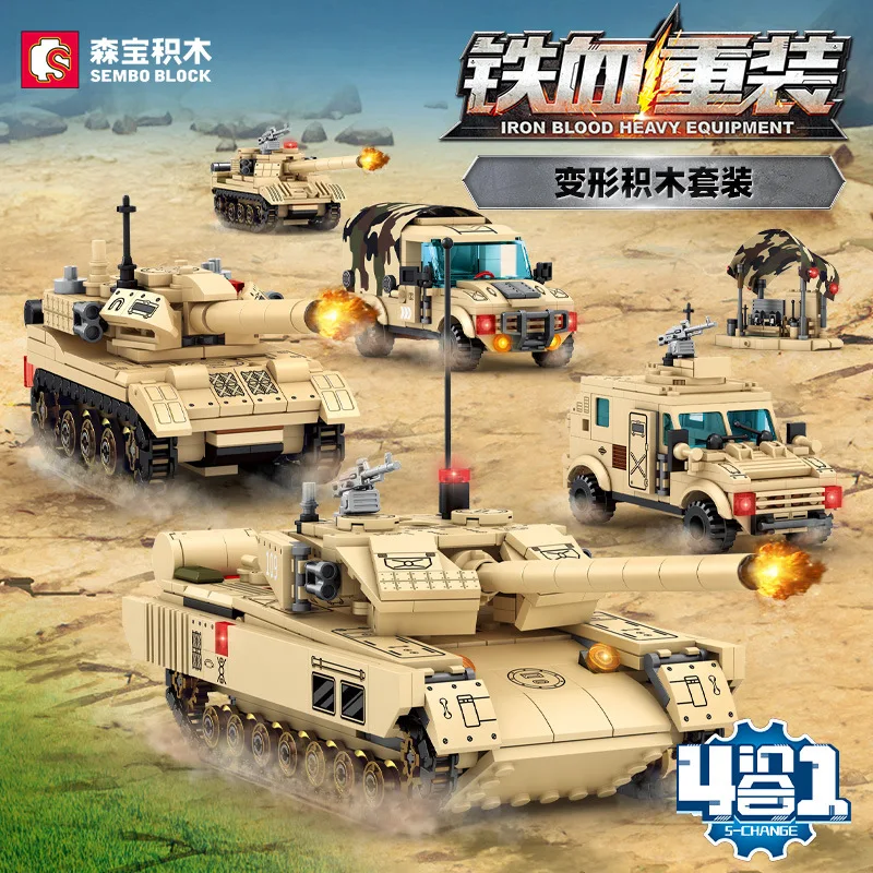SEMBO 4 IN1 Military 15 Light Tank Building Blocks Military Bombing Airplane Bricks Armed Transporter Vehicle Toys For Boys Gift
SEMBO 4 IN1 Military 15 Light Tank Building Blocks Military Bombing Airplane Bricks Armed Transporter Vehicle Toys For Boys Gift