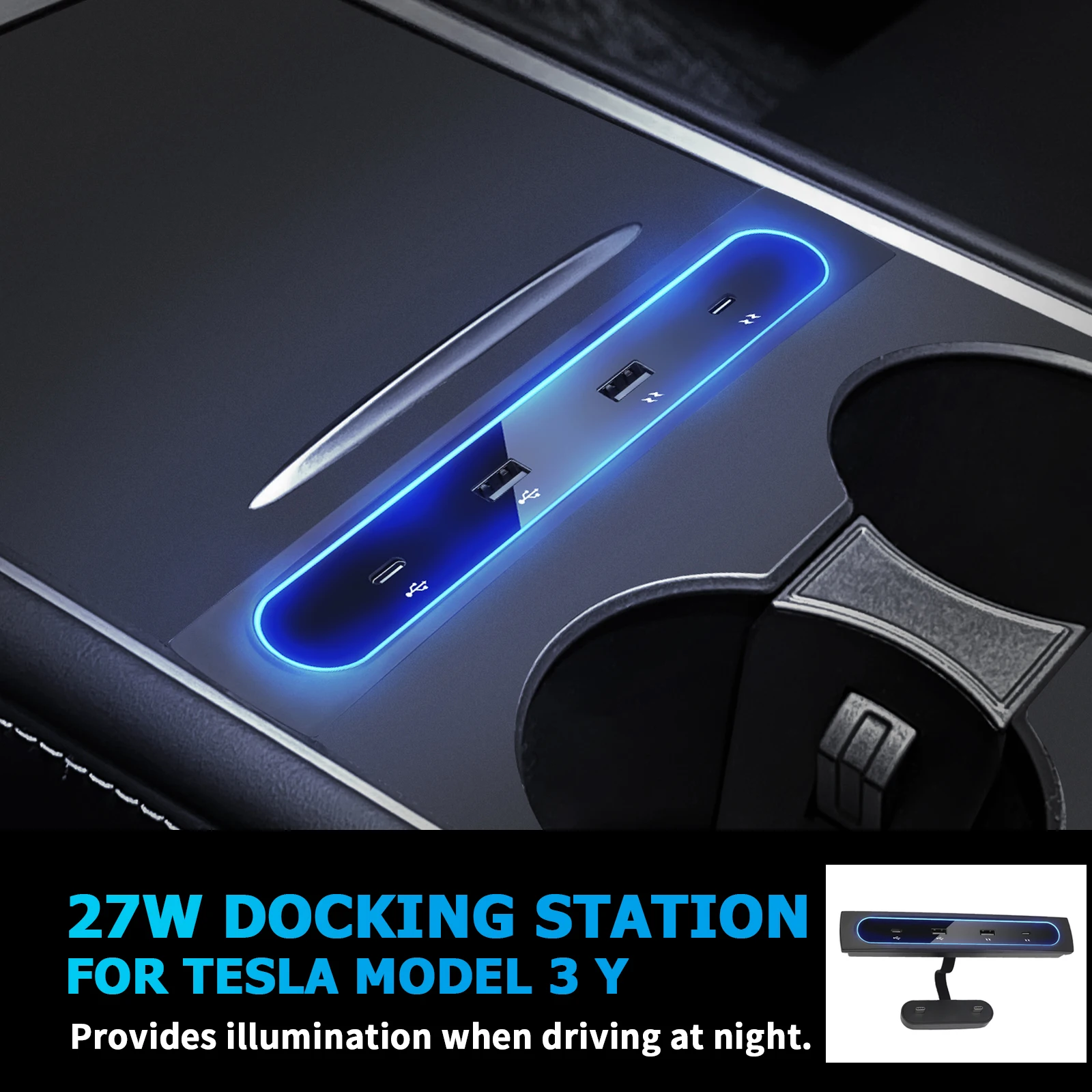 27W Docking Station For Tesla Model 3 Y 27W Quick Charger Intelligent USB Shunt Hub Charging Data Transmission Refit Accessories
27W Docking Station For Tesla Model 3 Y 27W Quick Charger Intelligent USB Shunt Hub Charging Data Transmission Refit Accessories