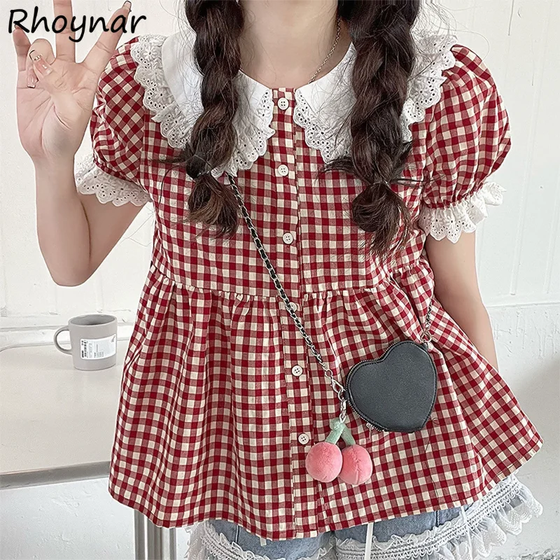 Plaid Shirts Women Baggy Peter Pan Collar Sweet Summer Vintage Aesthetic Puff Sleeve Streetwear Girlish Fresh Clothing 2023 Chic
Plaid Shirts Women Baggy Peter Pan Collar Sweet Summer Vintage Aesthetic Puff Sleeve Streetwear Girlish Fresh Clothing 2023 Chic