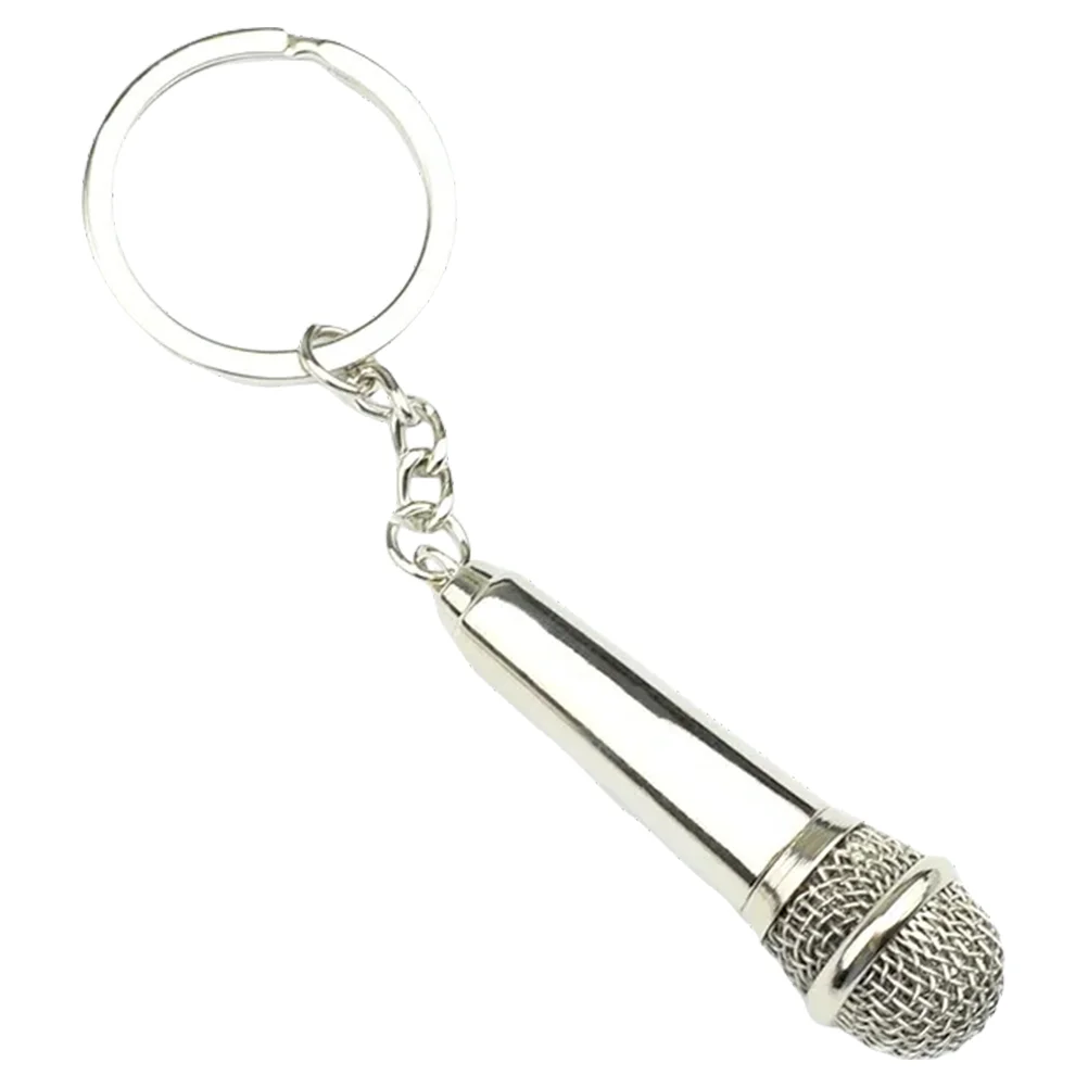 Musical Instrument Microphone Keychain Rings Car Keys Keychains Metal Decoration