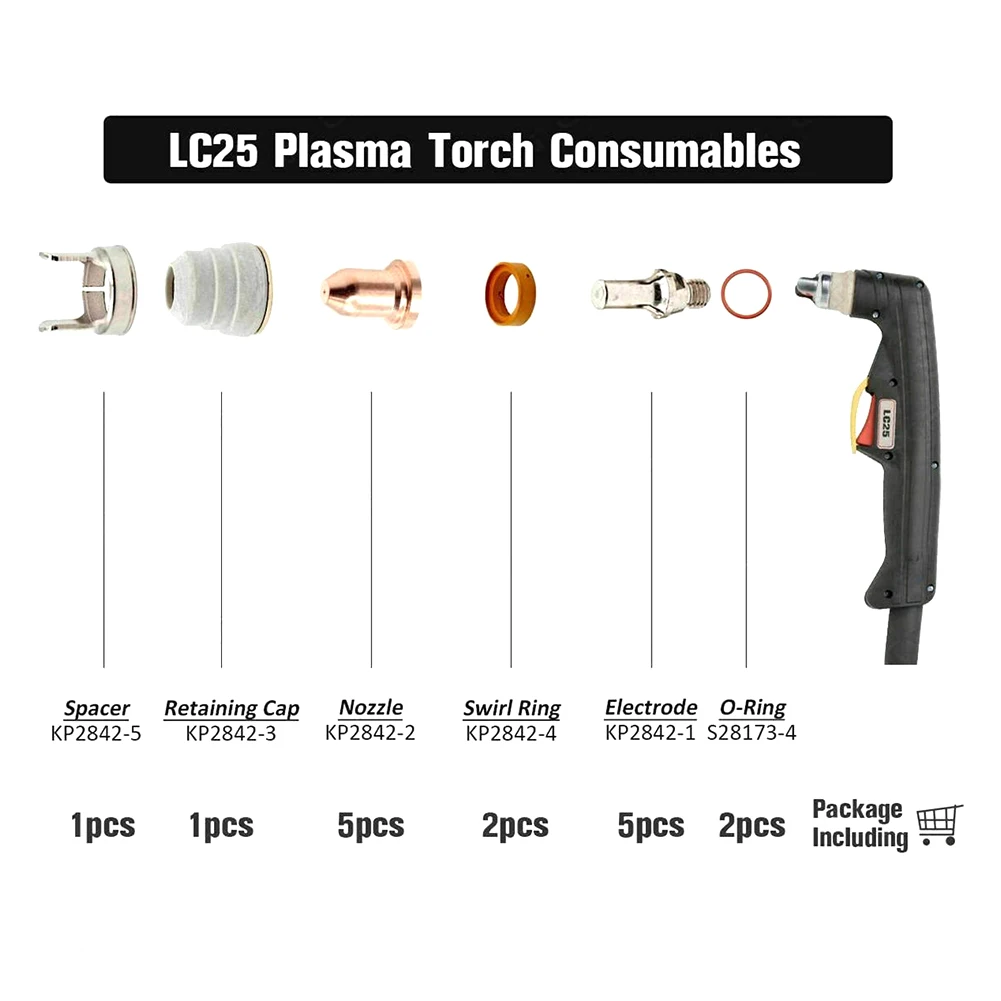 16Pcs LC25 Torch Electrode Tip Plasma Cutting Consumables Kit Torches Cup Ring For Electric Tomahawk 375 Plasma Cutter KP2842
16Pcs LC25 Torch Electrode Tip Plasma Cutting Consumables Kit Torches Cup Ring For Electric Tomahawk 375 Plasma Cutter KP2842