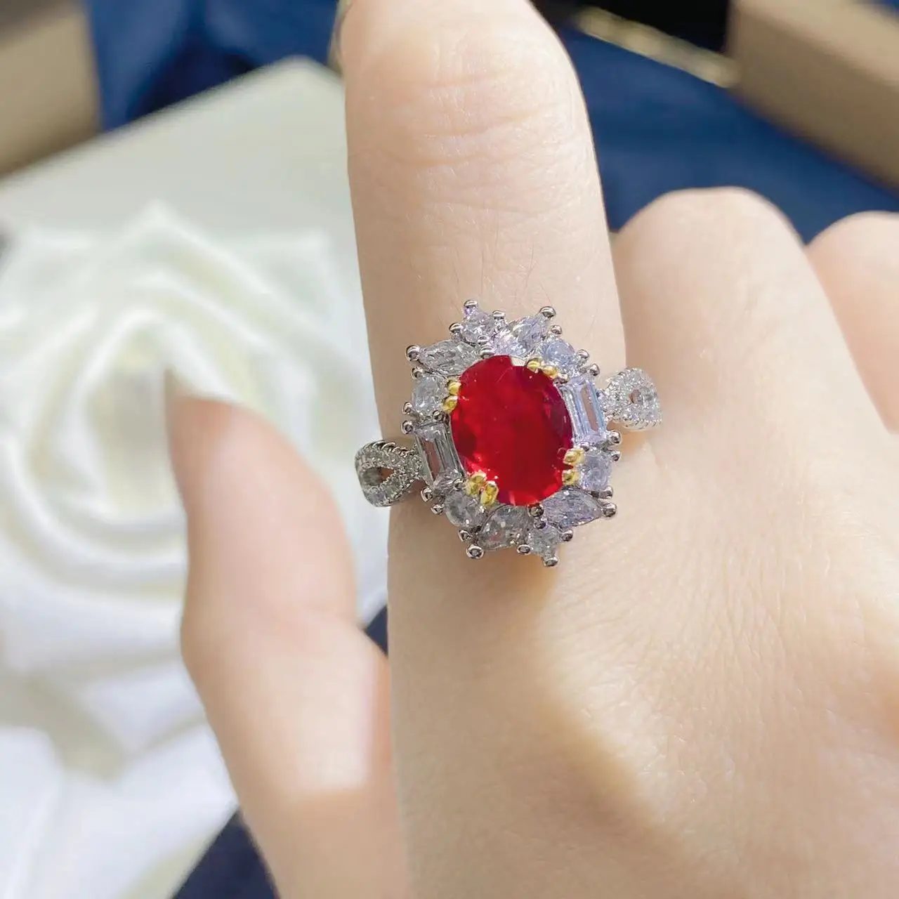 3 Carat Artificial Ruby Zircon Ring with Adjustable Opening Women Luxury Fine Jewelry 925 Sterling Silver 
3 Carat Artificial Ruby Zircon Ring with Adjustable Opening Women Luxury Fine Jewelry 925 Sterling Silver