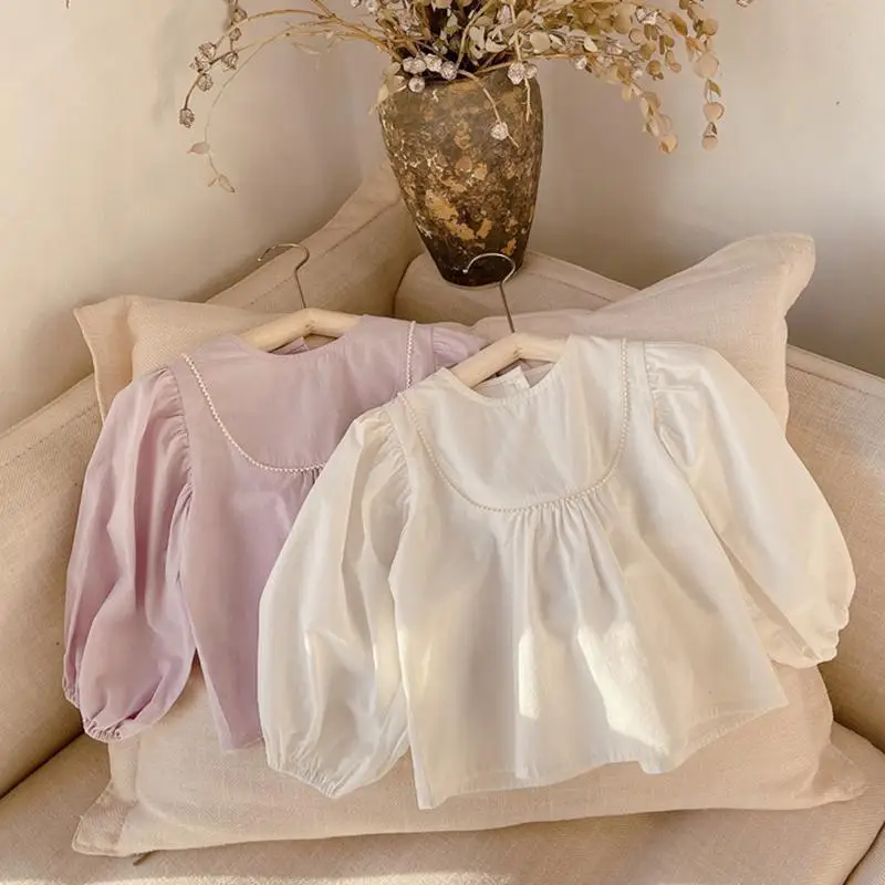 2022 Spring Fashion Baby Girls Puff Sleeve Blouses Solid Color Children Tops Korean Style Kids Pleated Shirts
2022 Spring Fashion Baby Girls Puff Sleeve Blouses Solid Color Children Tops Korean Style Kids Pleated Shirts