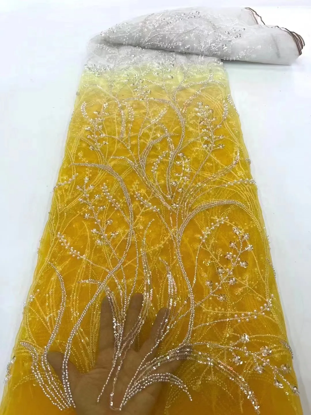 Yellow Wedding Heavy Beaded Lace Fabric 2022 Handmade Nigerian Lace Fabrics Luxury Sequins French Net Lace 5 Yards
Yellow Wedding Heavy Beaded Lace Fabric 2022 Handmade Nigerian Lace Fabrics Luxury Sequins French Net Lace 5 Yards