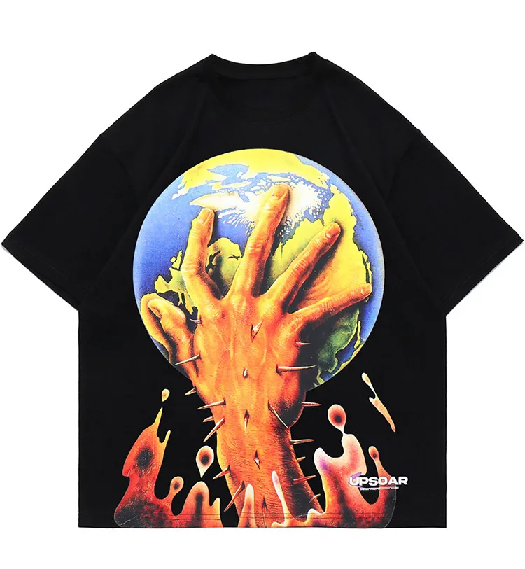 Summer Aolamegs Men Horror Hand Cotton Earth Printed T-shirt Gothic Hip Hop Style Tee Tops Oversized Short Sleeve Men's Clothing
Summer Aolamegs Men Horror Hand Cotton Earth Printed T-shirt Gothic Hip Hop Style Tee Tops Oversized Short Sleeve Men's Clothing