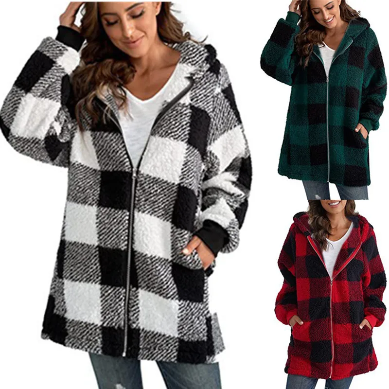 Autumn Winter Women's Mid-length Fashion Plaid Wool Coat Hooded Zipper with Pockets Loose Coat Plaid Jacket Women's Coat 5XL
Autumn Winter Women's Mid-length Fashion Plaid Wool Coat Hooded Zipper with Pockets Loose Coat Plaid Jacket Women's Coat 5XL