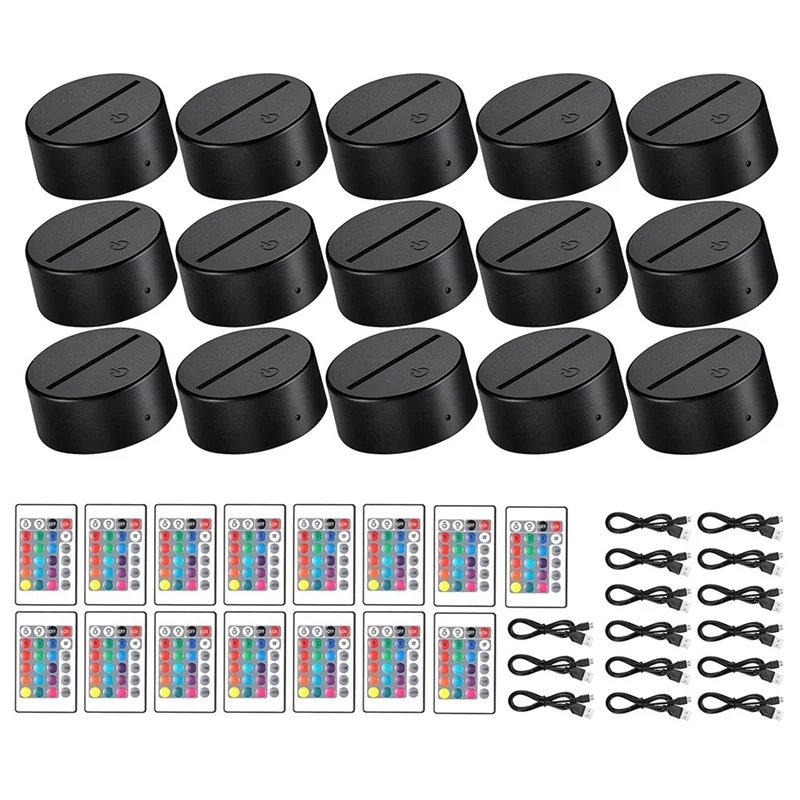 15 Sets 3D Night LED Light Lamp Base 16 Colors LED Light Display Base With Remote Control USB Light Base For Acrylic
15 Sets 3D Night LED Light Lamp Base 16 Colors LED Light Display Base With Remote Control USB Light Base For Acrylic