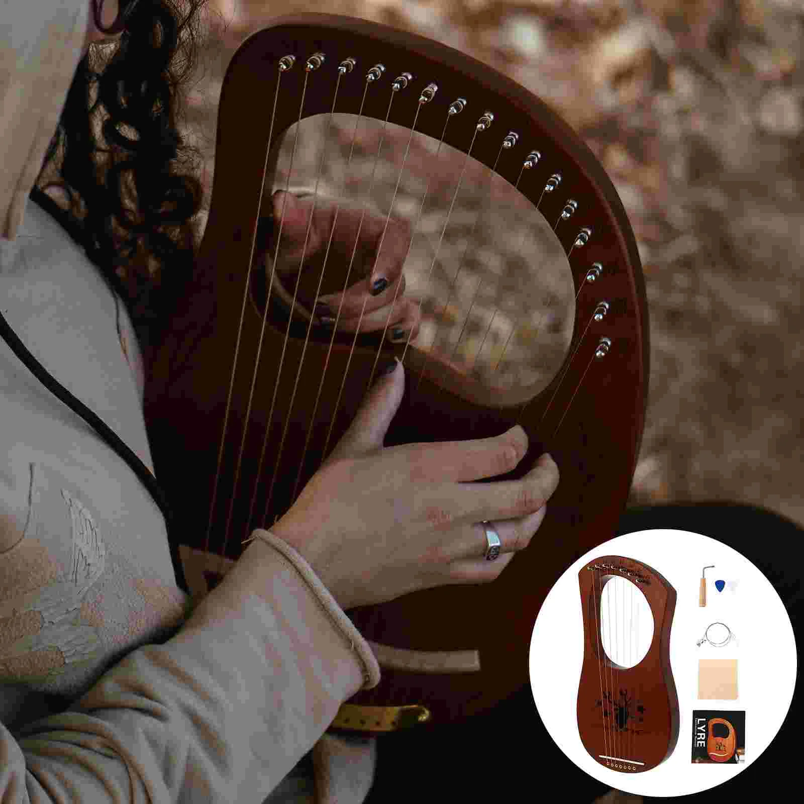 Гаечный ключ из древесины Lyre 7-note, струны для настройки, музыкальный инструмент из красного дерева в старинном стиле Arpa
Гаечный ключ из древесины Lyre 7-note, струны для настройки, музыкальный инструмент из красного дерева в старинном стиле Arpa