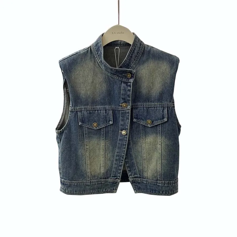 Hong Kong Style Waistcoat for Women, Sleeveless Denim Shirt, Female Vest Coat, Padded Shoulder Vest, Casual, New, Autumn, 2023
Hong Kong Style Waistcoat for Women, Sleeveless Denim Shirt, Female Vest Coat, Padded Shoulder Vest, Casual, New, Autumn, 2023