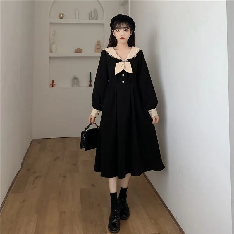 Long Sleeve Dress Women Peter Pan Collar New Korean Style Sweet College Female Harajuku Fashion Chic Patchwork Loose A-line Bow
Long Sleeve Dress Women Peter Pan Collar New Korean Style Sweet College Female Harajuku Fashion Chic Patchwork Loose A-line Bow