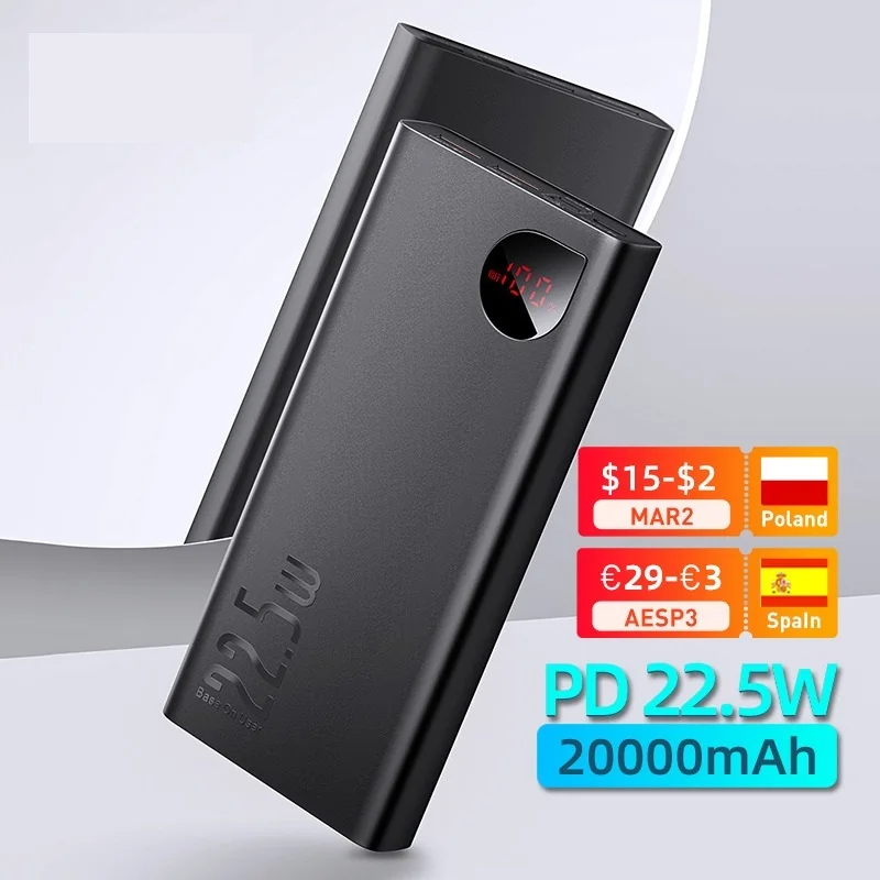 NEW 22.5W Power Bank 20000mAh Portable Fast Charging Powerbank Type C PD Qucik Charge Poverbank External Battery Charger
NEW 22.5W Power Bank 20000mAh Portable Fast Charging Powerbank Type C PD Qucik Charge Poverbank External Battery Charger