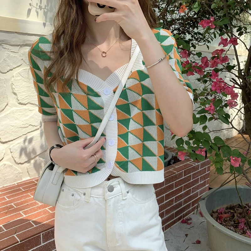 Make firm offers summer han edition party led grid color matching western style restoring ancient ways knitting short-sleeved bl
Make firm offers summer han edition party led grid color matching western style restoring ancient ways knitting short-sleeved bl