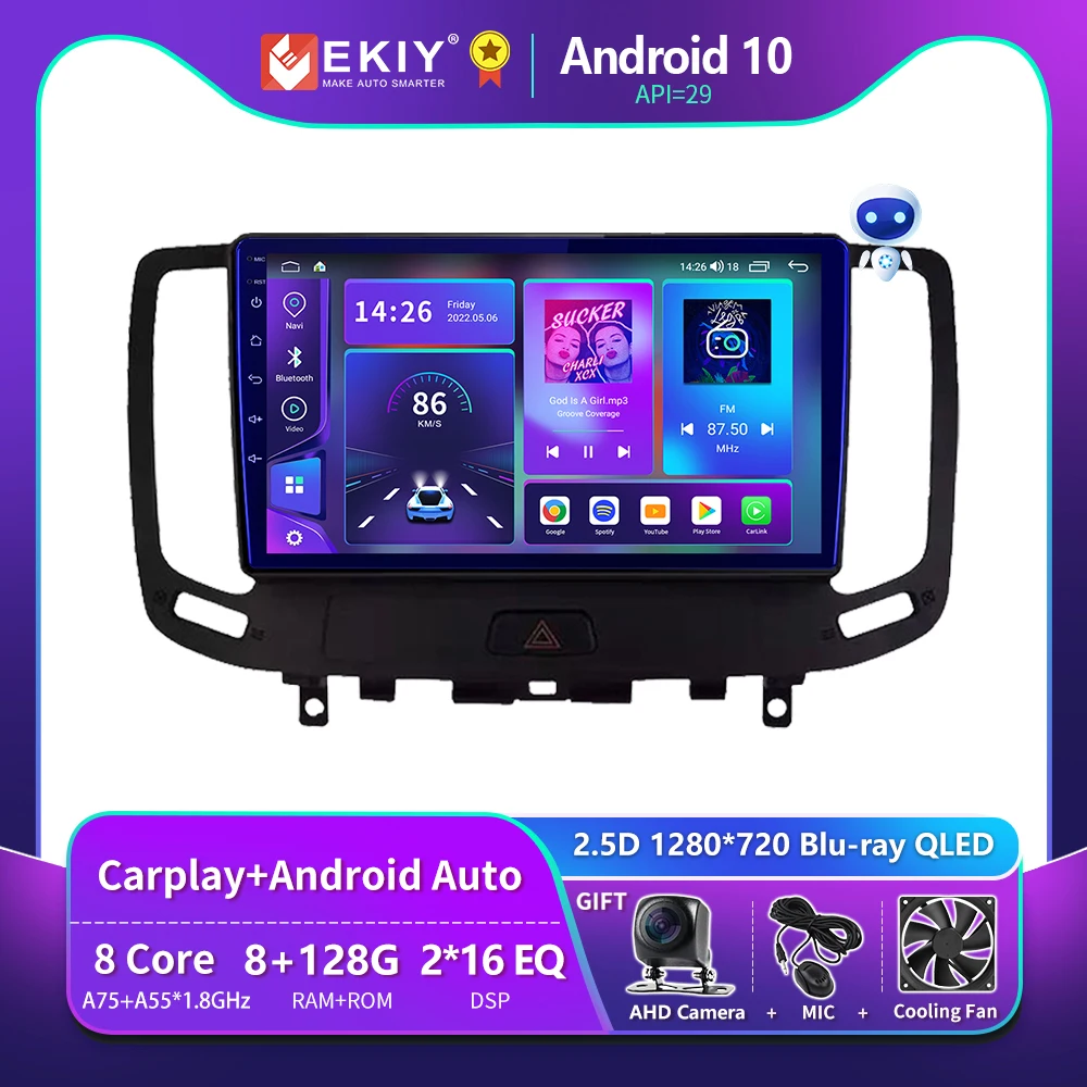 

EKIY T900 для Infiniti G4 G25 G35 G37 2006 2007 - 2013 Автомобильный радиоприемник Мультимедийная система Магнитофон Навигация GPS Стерео Android Auto Carplay Wireless No 2 Din DVD Player Головное устройство