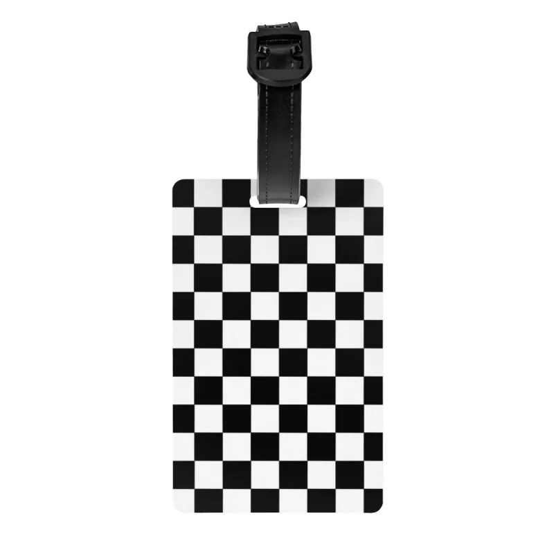Black And White Checkered Luggage Tag With Name Card Geometric Checkerboard Privacy Cover ID Label for Travel Bag Suitcase
Black And White Checkered Luggage Tag With Name Card Geometric Checkerboard Privacy Cover ID Label for Travel Bag Suitcase