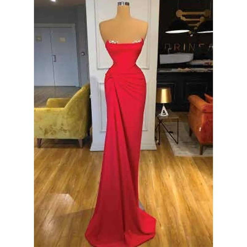 Sexy Strapless Beading Prom Dresses Sleeveless Simple Pleated Evening Formal Party Gown For Women Custom Made Vestidos De Gala
Sexy Strapless Beading Prom Dresses Sleeveless Simple Pleated Evening Formal Party Gown For Women Custom Made Vestidos De Gala