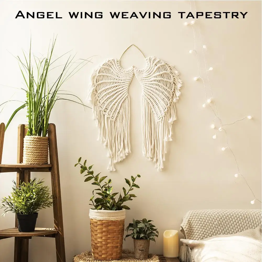 Богемные Крылья ангела, плетеные раньше, хлопчатобумажные настенные подвесные украшения для дома, детская комната, детская комната, украше...