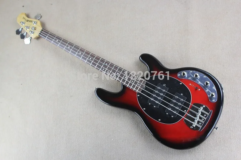 

Factory wholesale music man stingRay 4 strings red Electric bass guitar with 9V Battery active pickups 14930
