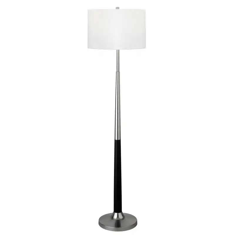 

Mid-Century Modern Two-Tone Brushed Nickel and Matte Black Floor Lamp