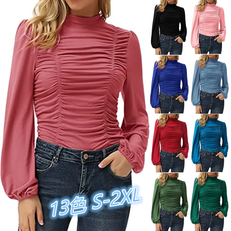 Fashion Women Solid Color T-Shirts Shrinkage Design O-Neck Long Lantern Sleeve Spring Autumn Slim Pullovers Top for Streetwear
Fashion Women Solid Color T-Shirts Shrinkage Design O-Neck Long Lantern Sleeve Spring Autumn Slim Pullovers Top for Streetwear