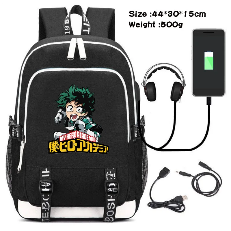 

My Hero Academia Midoriya Izuku USB School Bag Unisex Messenger Bag Fashion Backpack Shoulder Bag Laptop Travel Bags 1122