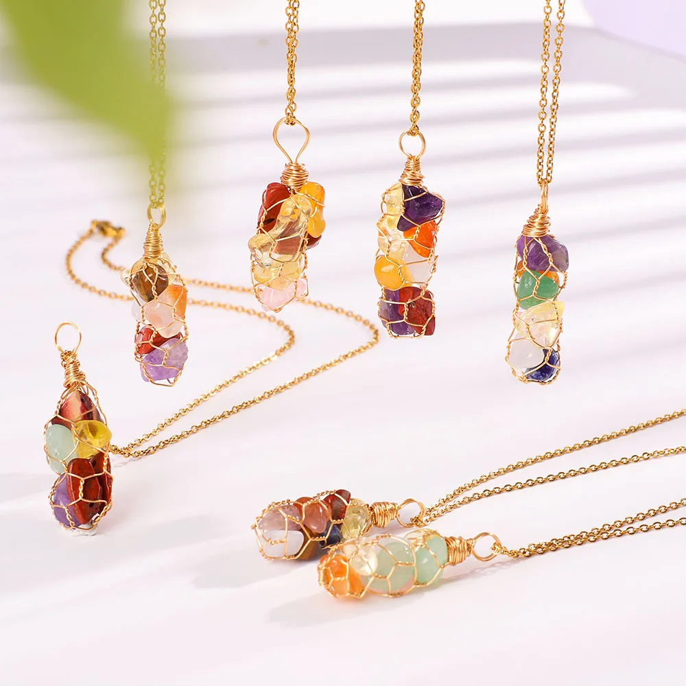 15PCS Colorful Stone Net Necklace Natural Chip Stone Healing Crystal Necklaces For Women Men Jewelry
15PCS Colorful Stone Net Necklace Natural Chip Stone Healing Crystal Necklaces For Women Men Jewelry