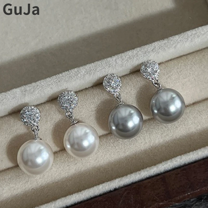 Retro Jewelry 925 Silver Needle Simulated Pearl 5A Zircon Earrings For Women Elegant Temperament French Design Ear Accessories 
Retro Jewelry 925 Silver Needle Simulated Pearl 5A Zircon Earrings For Women Elegant Temperament French Design Ear Accessories
