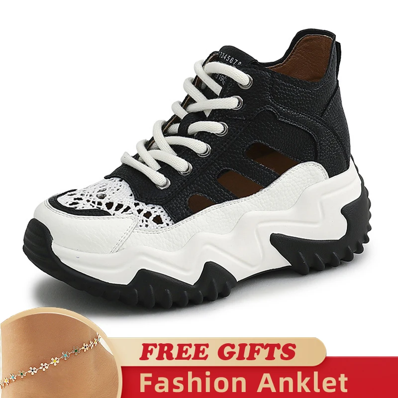 7.5CM Genuine Leather Air Mesh Comfy High Brand Hollow Strap Design Breathable Chunky Sneaker Spring Summer Platform Wedge Shoes
7.5CM Genuine Leather Air Mesh Comfy High Brand Hollow Strap Design Breathable Chunky Sneaker Spring Summer Platform Wedge Shoes