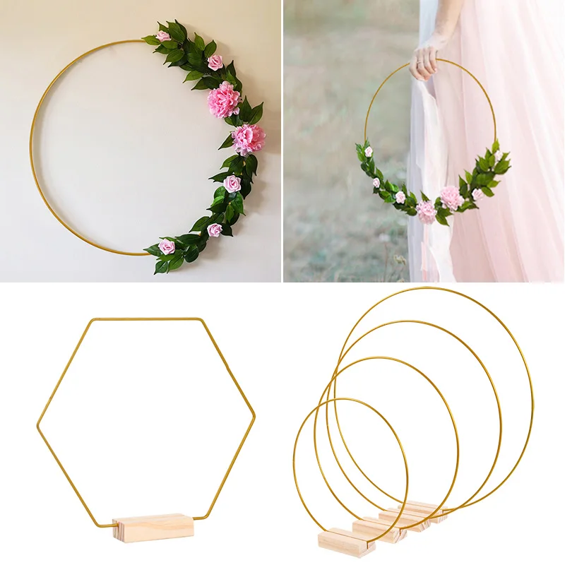 Metal Floral Hoop Garland with Wooden Base for Wedding Centerpiece Wood Card Holders Party Decoration DIY Wreath Flower Garland
Metal Floral Hoop Garland with Wooden Base for Wedding Centerpiece Wood Card Holders Party Decoration DIY Wreath Flower Garland