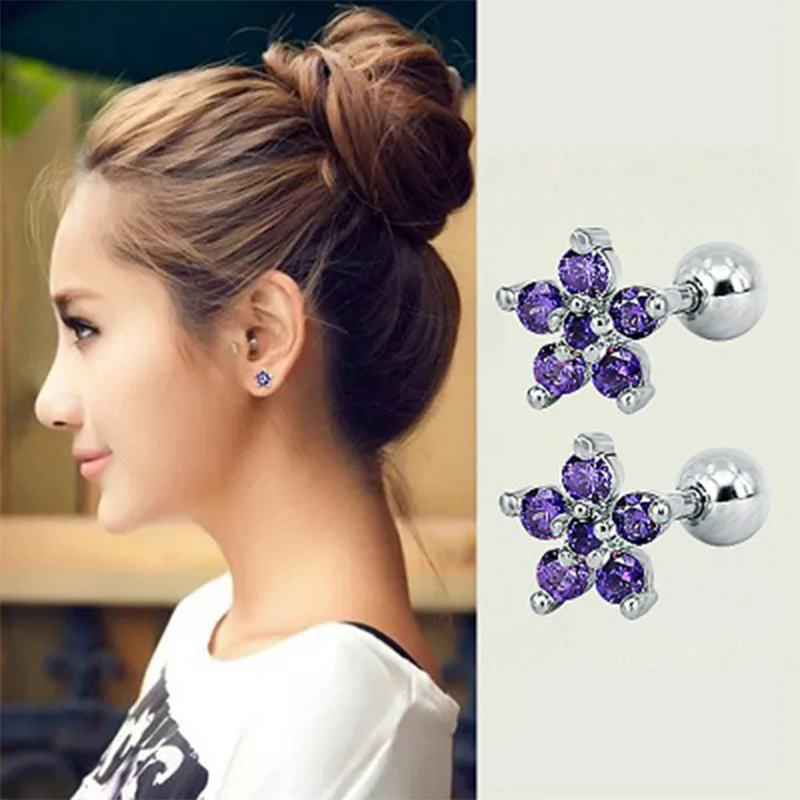 1pc Fashion Stainless Steel Helix Stud Tragus Earrings Round Cz Little Flower Cartilage Rook Snug Conch Ear Piercing Earring
1pc Fashion Stainless Steel Helix Stud Tragus Earrings Round Cz Little Flower Cartilage Rook Snug Conch Ear Piercing Earring