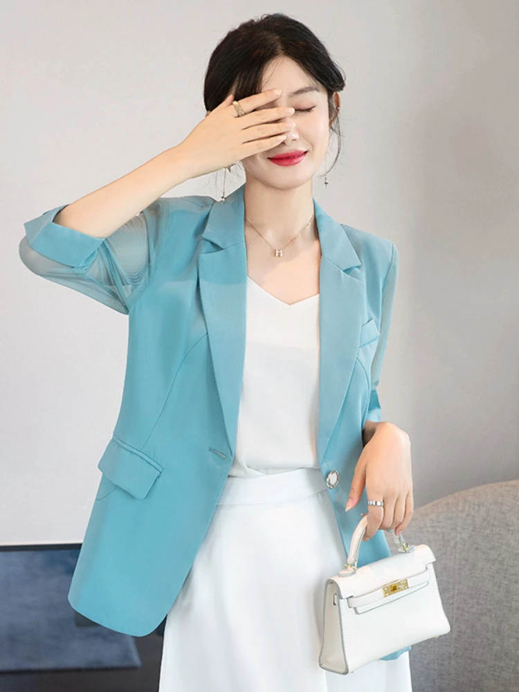 Summer Chiffon Suit Coat Women's Thin 2022 New Design Feeling Slim Temperament Seven Sleeve Small Suit Top Woman Jacket
Summer Chiffon Suit Coat Women's Thin 2022 New Design Feeling Slim Temperament Seven Sleeve Small Suit Top Woman Jacket